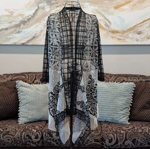 Black and White Sheer Kimono Cardigan